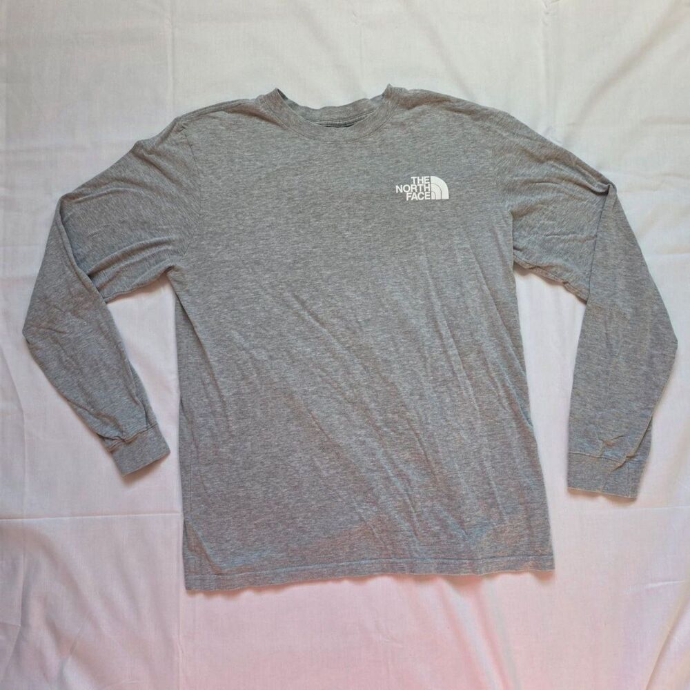 The North Face Men's L Box NSE Long Sleeve Tee Gray Never Stop Exploring